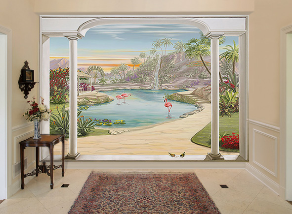 Décor mural trompe l'oeil, collection Jardin Tropical